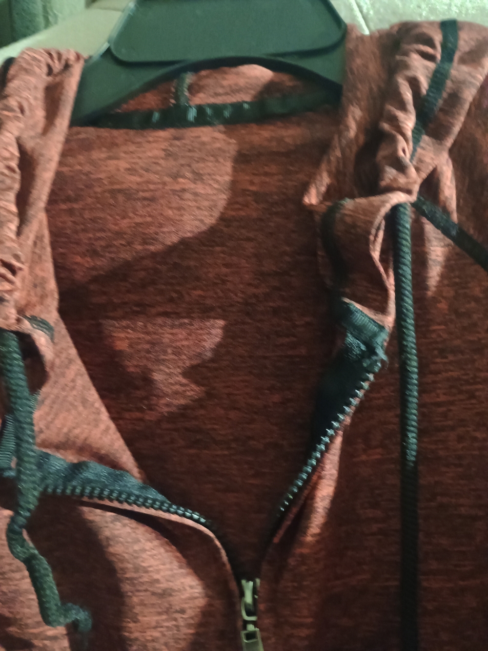Sportmax Rust Heather Zip Hoodie with Black Trim